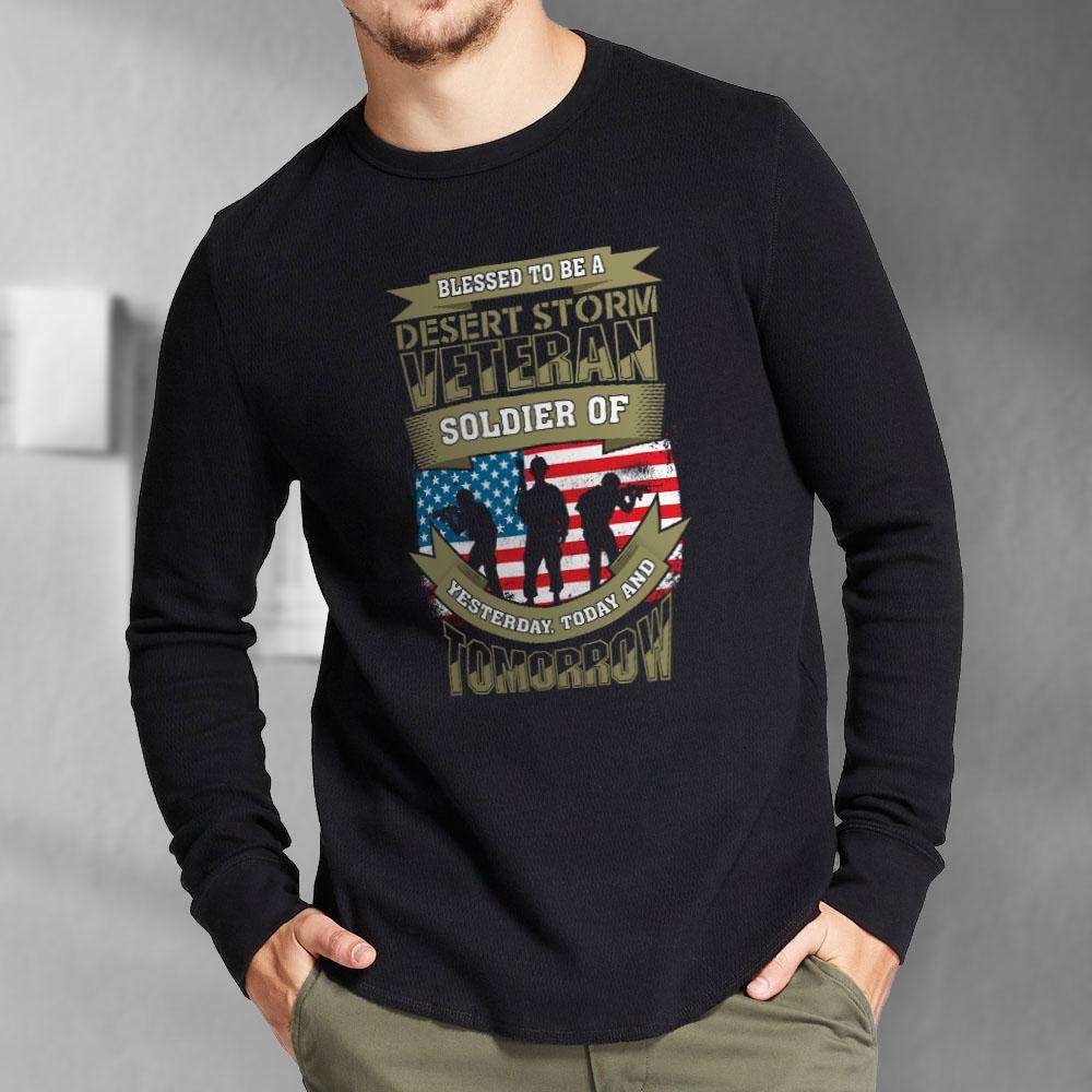 Designs by MyUtopia Shout Out:Blessed to be a Desert Storm Veteran Soldier of Yesterday Today and Tomorrow Long Sleeve Ultra Cotton T-Shirt
