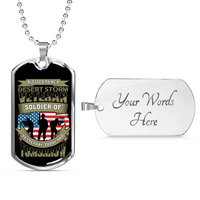 Load image into Gallery viewer, Designs by MyUtopia Shout Out:Blessed to be a Desert Storm Veteran Soldier of Yesterday Today and Tomorrow. Personalized Engraved Keepsake Dog Tag,Silver / Yes,Dog Tag Necklace

