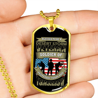 Load image into Gallery viewer, Designs by MyUtopia Shout Out:Blessed to be a Desert Storm Veteran Soldier of Yesterday Today and Tomorrow. Personalized Engraved Keepsake Dog Tag
