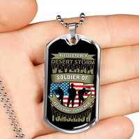 Load image into Gallery viewer, Designs by MyUtopia Shout Out:Blessed to be a Desert Storm Veteran Soldier of Yesterday Today and Tomorrow. Personalized Engraved Keepsake Dog Tag
