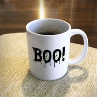 Load image into Gallery viewer, Designs by MyUtopia Shout Out:BOO Eyes White Ceramic Coffee Mug,11oz / White,Ceramic Coffee Mug
