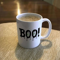 Load image into Gallery viewer, Designs by MyUtopia Shout Out:BOO Eyes White Ceramic Coffee Mug
