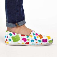 Load image into Gallery viewer, Designs by MyUtopia Shout Out:Books All Over Print Casual Canvas Slip on Shoes Women&#39;s Flats
