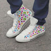 Load image into Gallery viewer, Designs by MyUtopia Shout Out:Books Canvas High Top Shoes,Men&#39;s / Men&#39;s US 8 (EU40) / White/Multi,High Top Sneakers

