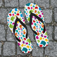 Load image into Gallery viewer, Designs by MyUtopia Shout Out:Books Flip-Flops,Women&#39;s / Women&#39;s Small (US 5-6 /EU 35-37) / White/Multi,Flip Flops
