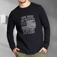 Load image into Gallery viewer, Designs by MyUtopia Shout Out:Born, Raised and Protected by God, Guns, Guts &amp; Glory Long Sleeve Ultra Cotton T-Shirt
