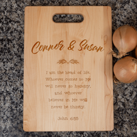 Load image into Gallery viewer, Designs by MyUtopia Shout Out:Bread of Life John 6:35 Personalized Engraved Maple Cutting Board,🌟  Best Value 9 3/4″ X 13.5″,Cutting Board
