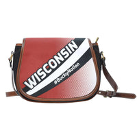 Load image into Gallery viewer, Designs by MyUtopia Shout Out:#BuckyNation Wisconsin Fan Canvas Saddlebag Style Crossbody Purse
