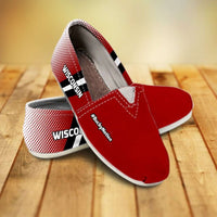 Load image into Gallery viewer, Designs by MyUtopia Shout Out:#BuckyNation Wisconsin Fan Casual Canvas Slip on Shoes Women&#39;s Flats
