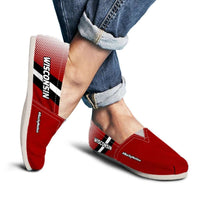 Load image into Gallery viewer, Designs by MyUtopia Shout Out:#BuckyNation Wisconsin Fan Casual Canvas Slip on Shoes Women&#39;s Flats
