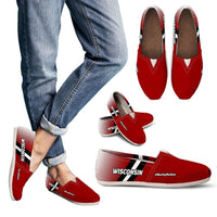 Load image into Gallery viewer, Designs by MyUtopia Shout Out:#BuckyNation Wisconsin Fan Casual Canvas Slip on Shoes Women&#39;s Flats
