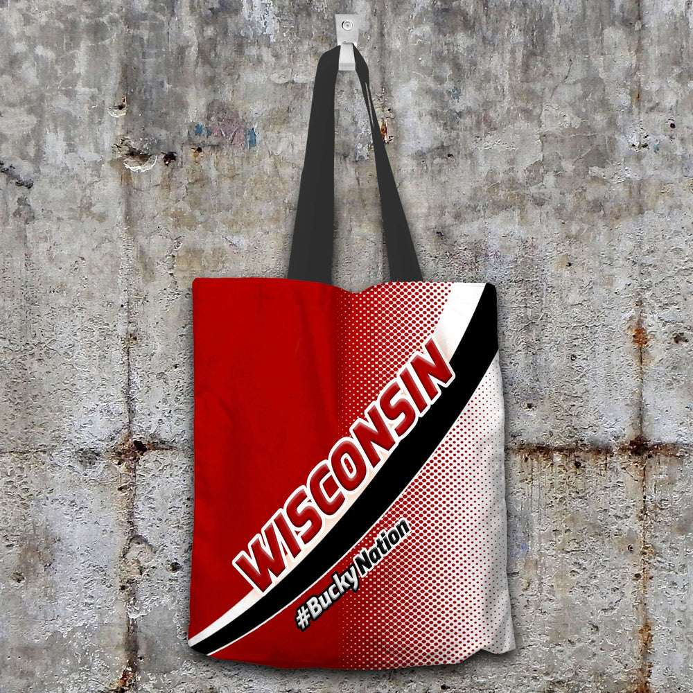 Designs by MyUtopia Shout Out:#BuckyNation Wisconsin Fan Fabric Totebag Reusable Shopping Tote