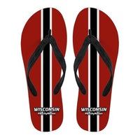 Load image into Gallery viewer, Designs by MyUtopia Shout Out:#BuckyNation Wisconsin Fan Flip Flops,Men&#39;s / Men&#39;s Small (US 7-8 /EU 40-42),Flip Flops
