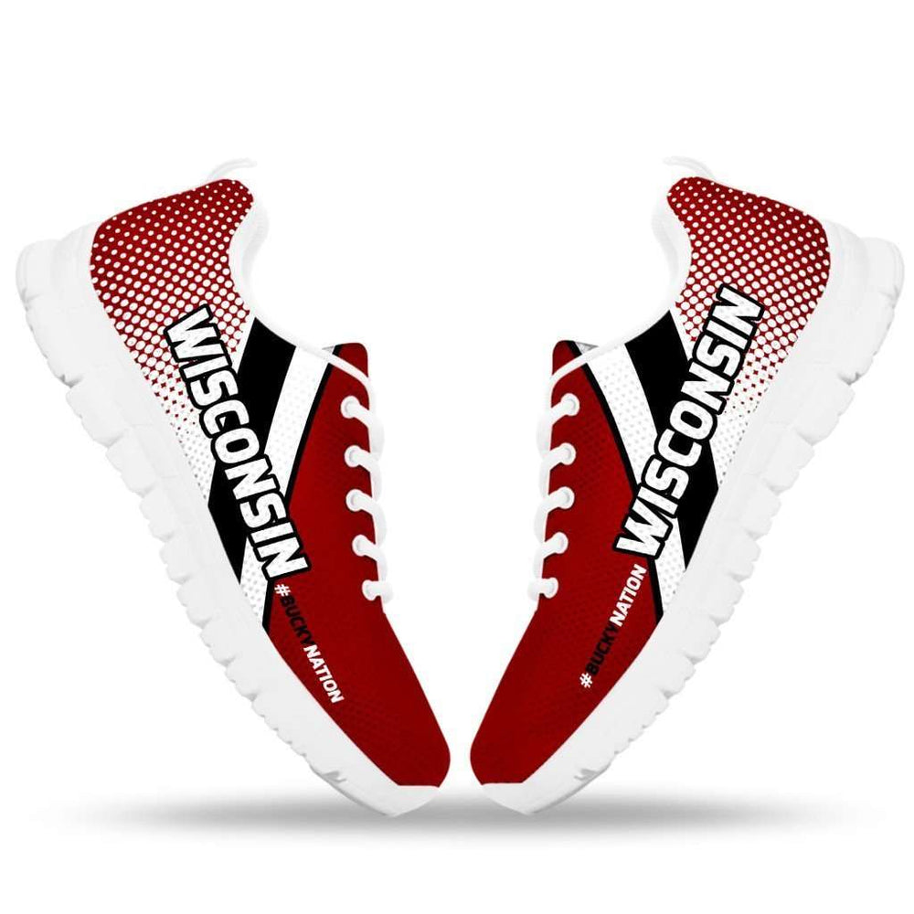 Designs by MyUtopia Shout Out:#BuckyNation Wisconsin Fan Running Shoes