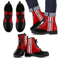 Load image into Gallery viewer, Designs by MyUtopia Shout Out:#BuckyNation Wisconsin Faux Leather 7 Eye Lace-up Boots
