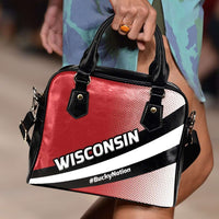 Load image into Gallery viewer, Designs by MyUtopia Shout Out:#BuckyNation Wisconsin Faux Leather Handbag with Shoulder Strap
