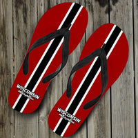 Load image into Gallery viewer, Designs by MyUtopia Shout Out:#BuckyNation Wisconsin Flip Flops

