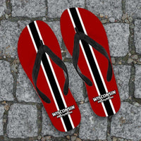 Load image into Gallery viewer, Designs by MyUtopia Shout Out:#BuckyNation Wisconsin Flip Flops
