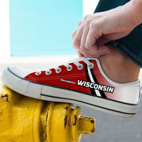 Load image into Gallery viewer, Designs by MyUtopia Shout Out:#BuckyNation Wisconsin Lowtop Shoes
