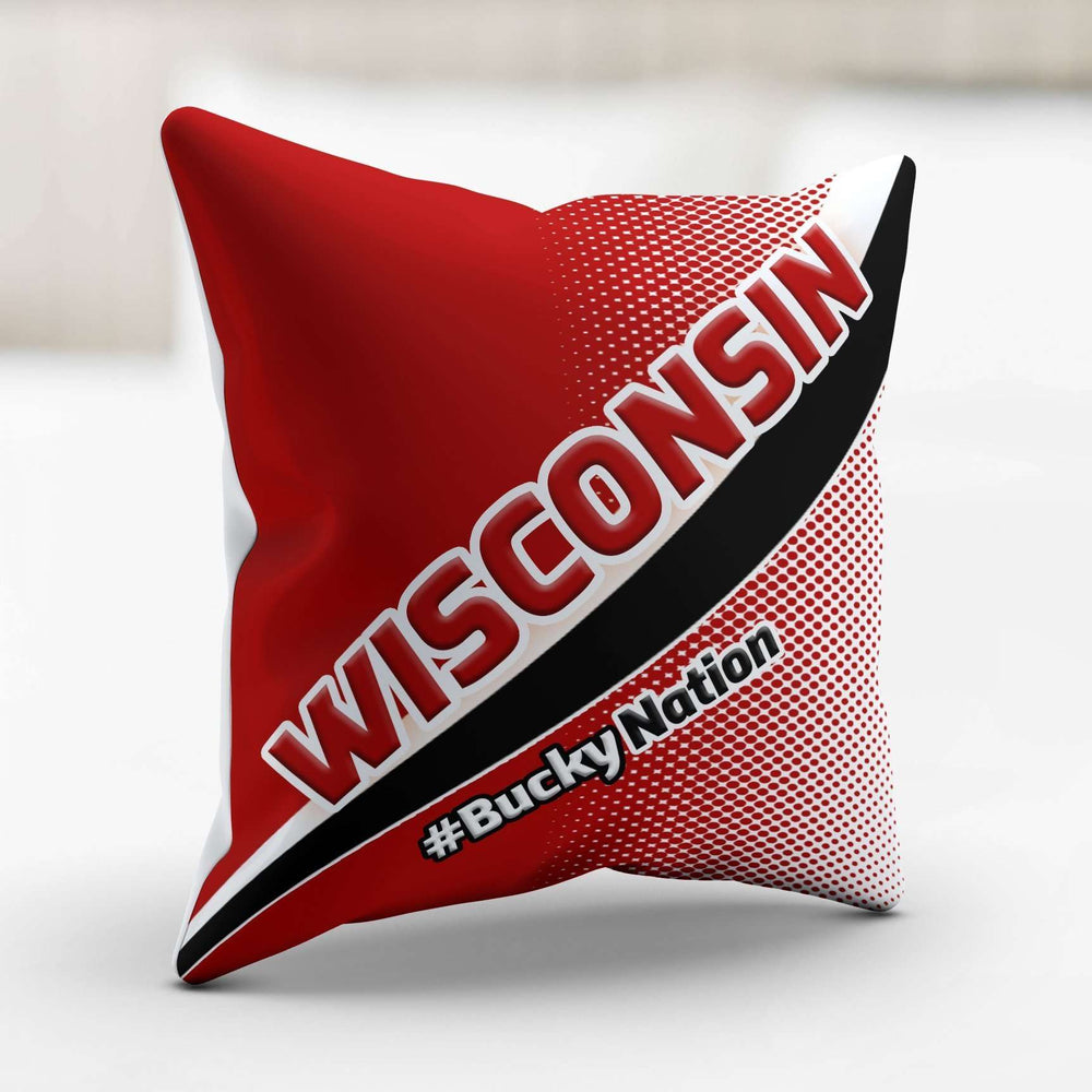 Designs by MyUtopia Shout Out:#BuckyNation Wisconsin Pillowcase