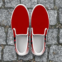 Load image into Gallery viewer, Designs by MyUtopia Shout Out:#BuckyNation Wisconsin Slip-on Shoes,Men&#39;s / Mens US8 (EU40) / Red,Slip on sneakers
