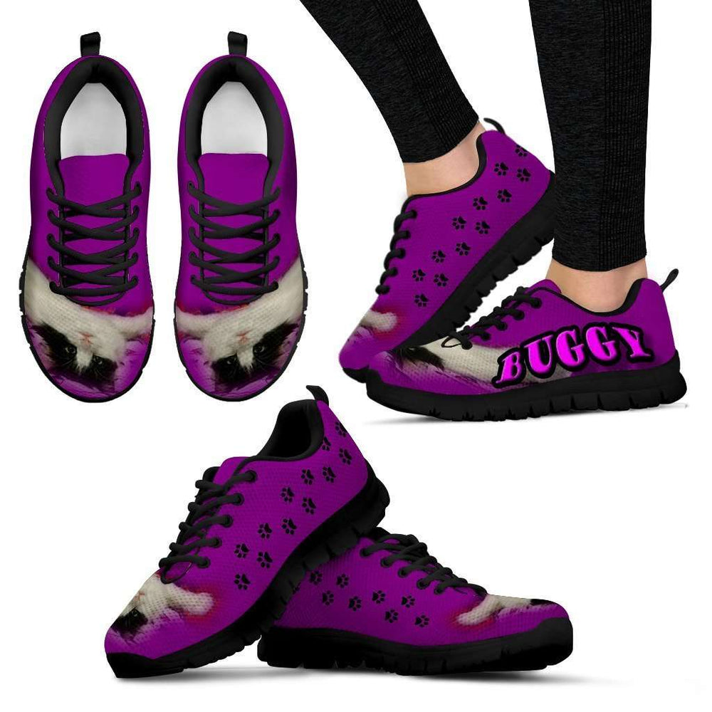 Designs by MyUtopia Shout Out:Buggy The Cat Running Shoes,Womens / Womens US5 (EU35) / Purple,Running Shoes