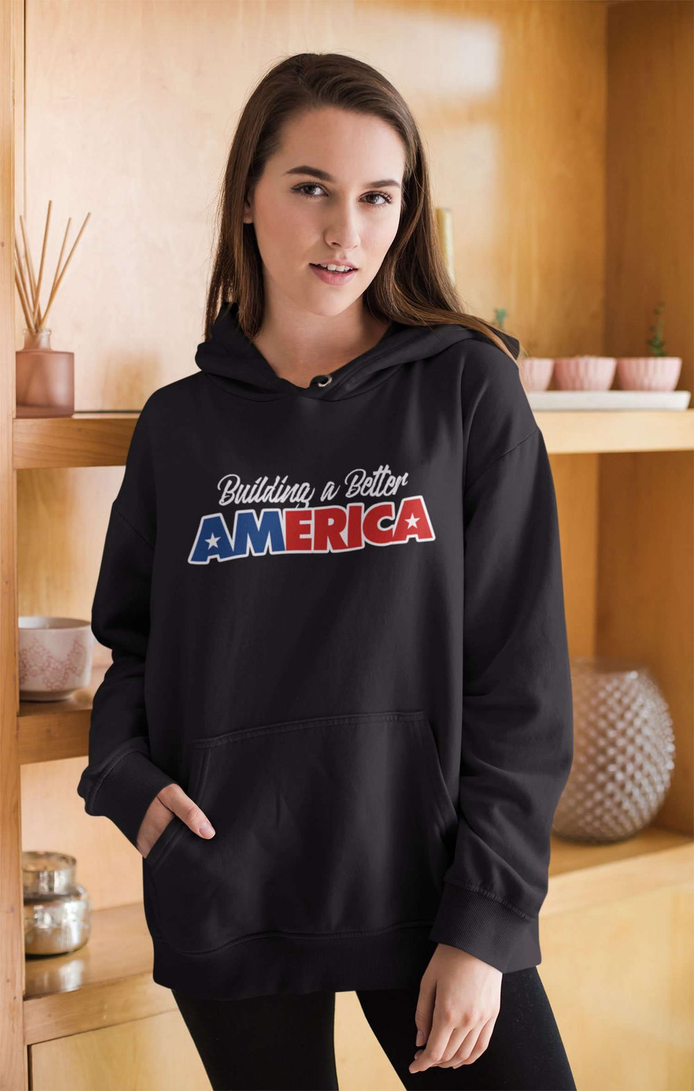 Designs by MyUtopia Shout Out:Building A Better America Trump Core Fleece Pullover Hoodie