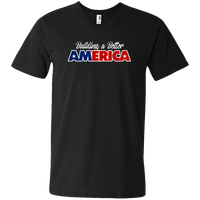 Load image into Gallery viewer, Designs by MyUtopia Shout Out:Building A Better America Trump Men&#39;s Printed V-Neck T-Shirt,S / Black,Adult Unisex Vneck Tee

