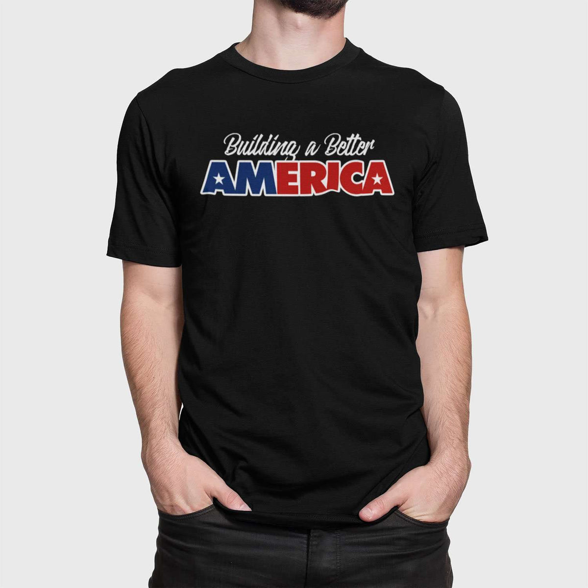 Designs by MyUtopia Shout Out:Building A Better America Trump Unisex Jersey Short-Sleeve T-Shirt