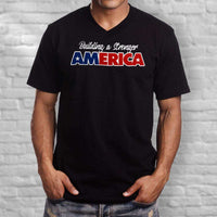 Load image into Gallery viewer, Designs by MyUtopia Shout Out:Building A Stronger America Trump Men&#39;s Printed V-Neck T-Shirt
