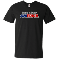 Load image into Gallery viewer, Designs by MyUtopia Shout Out:Building A Stronger America Trump Men&#39;s Printed V-Neck T-Shirt,S / Black,Adult Unisex Vneck Tee
