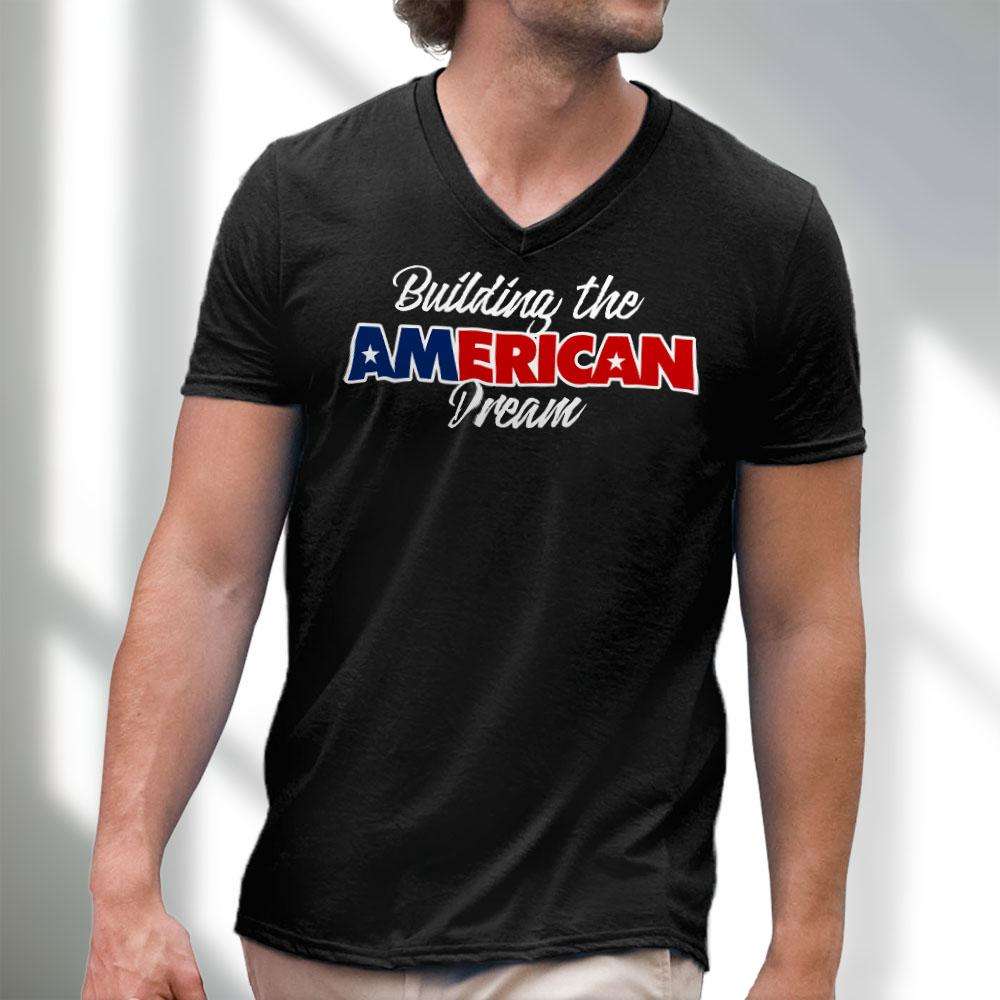 Designs by MyUtopia Shout Out:Building the American Dream Trump Men's Printed V-Neck T-Shirt