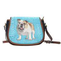 Load image into Gallery viewer, Designs by MyUtopia Shout Out:Bull Dog Word Cloud Canvas Saddlebag Style Crossbody Purse,Left Blue,Cross-Body Purse
