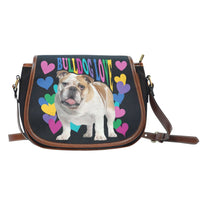 Load image into Gallery viewer, Designs by MyUtopia Shout Out:Bull Dog Word Cloud Canvas Saddlebag Style Crossbody Purse,Love - Black,Cross-Body Purse
