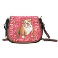 Load image into Gallery viewer, Designs by MyUtopia Shout Out:Bull Dog Word Cloud v2 Canvas Saddlebag Style Crossbody Purse,Right Red,Cross-Body Purse
