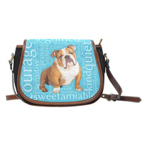 Load image into Gallery viewer, Designs by MyUtopia Shout Out:Bull Dog Word Cloud v2 Canvas Saddlebag Style Crossbody Purse,Right Blue,Cross-Body Purse
