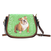 Load image into Gallery viewer, Designs by MyUtopia Shout Out:Bull Dog Word Cloud v2 Canvas Saddlebag Style Crossbody Purse,Right Green,Cross-Body Purse
