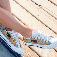 Load image into Gallery viewer, Designs by MyUtopia Shout Out:Bulldog Low Cuts,Women&#39;s / Women&#39;s US6 (EU36) / White/Multi,Lowtop Shoes
