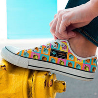 Load image into Gallery viewer, Designs by MyUtopia Shout Out:Bulldog Low Cuts,Men&#39;s / Men&#39;s US8 (EU40) / White/Multi,Lowtop Shoes
