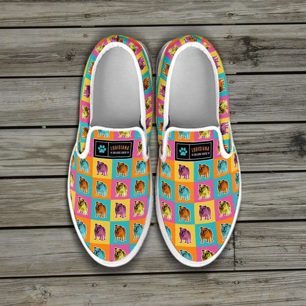 Designs by MyUtopia Shout Out:Bulldog Slip-on Shoes