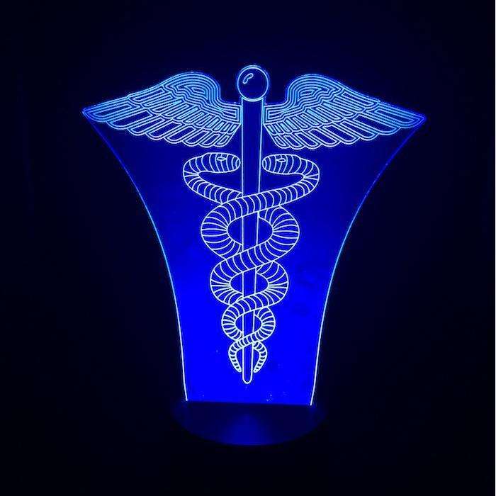 Designs by MyUtopia Shout Out:Caduceus Symbol USB Powered LED Night-light Lamp Glows in Multiple Colors