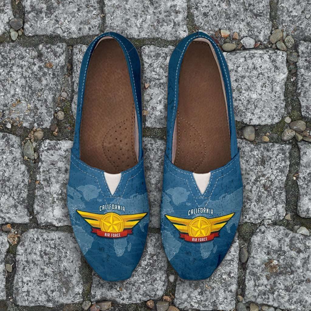Designs by MyUtopia Shout Out:California Air Force Wings Casual Canvas Slip on Shoes Women's Flats,US6 (EU36) / Blue,Slip on Flats