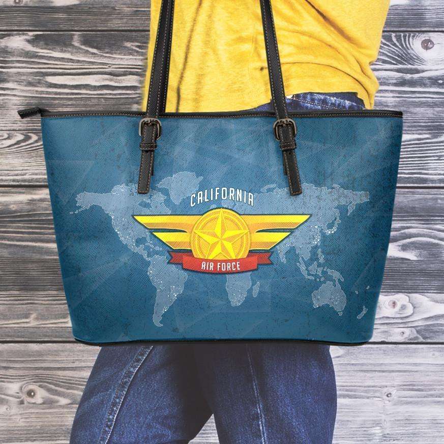 Designs by MyUtopia Shout Out:California Air Force Wings Faux Leather Totebag Purse,Medium (10 x 16 x 5) / Blue,tote bag purse