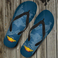 Load image into Gallery viewer, Designs by MyUtopia Shout Out:California Air Force Wings Flip-Flops,Women&#39;s / Women&#39;s Small (US 5-6 /EU 35-37) / Blue,Flip Flops

