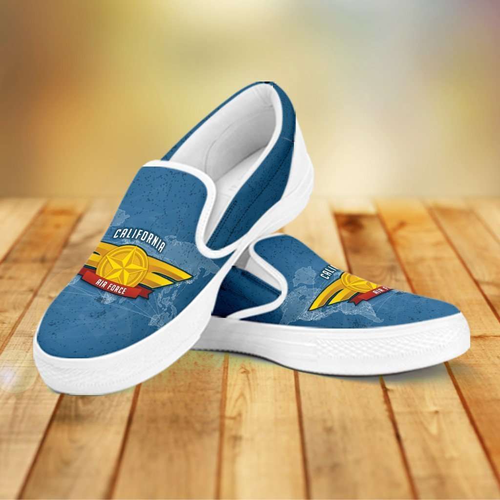 Designs by MyUtopia Shout Out:California Air Force Wings Slip-on Shoes,Women's / Women's US6 (EU36) / Blue,Slip on sneakers