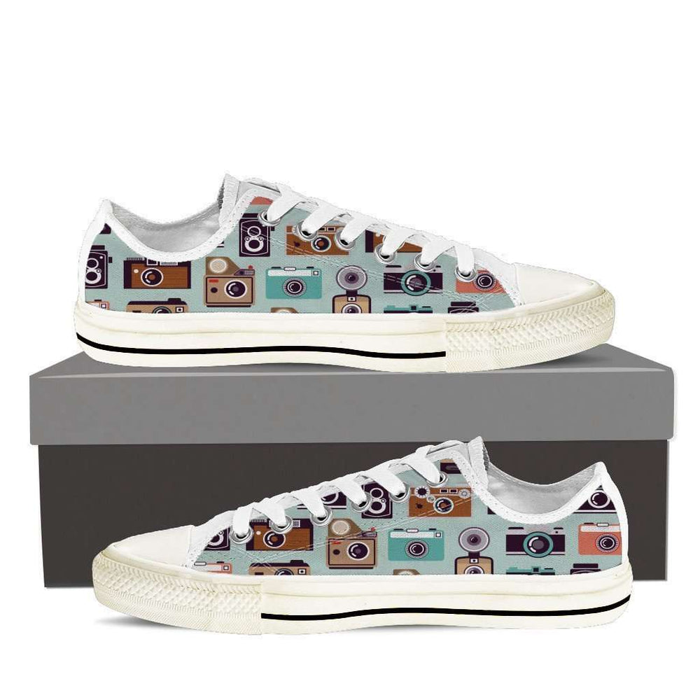 Designs by MyUtopia Shout Out:Camera Collage Low Top Canvas Shoe,Mens US8 (EU40),Lowtop Shoes