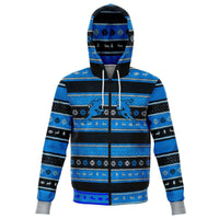Load image into Gallery viewer, Designs by MyUtopia Shout Out:Carolina #PoundOn Football Fan 3D Ugly Christmas Fashion Zip Up Hooded Jacket,XS / Blue/Black,Fashion Zip-Up Hoodie - AOP
