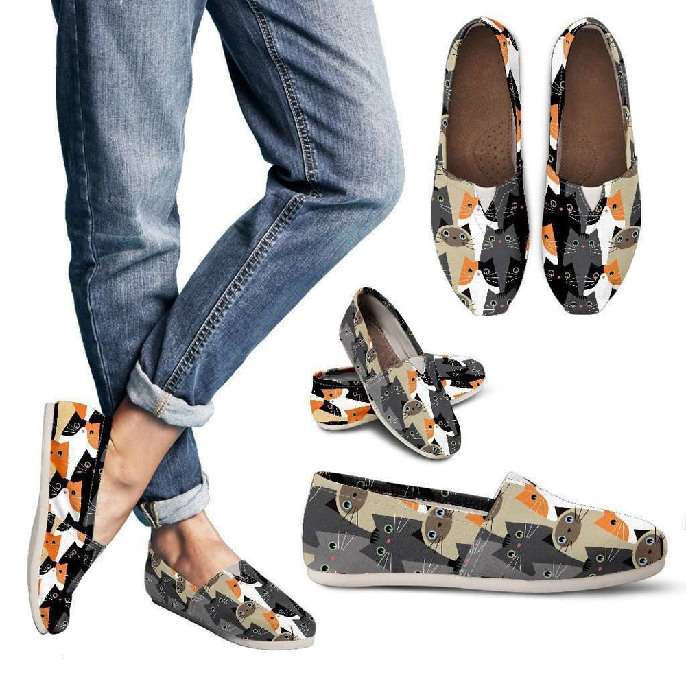 Designs by MyUtopia Shout Out:Cat Collage Casual Canvas Slip on Shoes Women's Flats,US6 (EU36),Slip on Flats