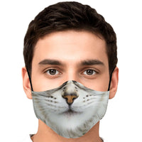 Load image into Gallery viewer, Designs by MyUtopia Shout Out:Cat Face Fitted Face Mask with Adjustable Ear Loops,Adult / Single / No filters,Fabric Face Mask
