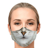 Load image into Gallery viewer, Designs by MyUtopia Shout Out:Cat Face Fitted Face Mask with Adjustable Ear Loops
